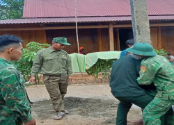 Hội viên CCB xã Chơ Chun phối hợp với Đồn Biên phòng La ÊÊ tham gia xây dựng “Cổng chào, hàng rào xanh”tại chi hội thôn Blăng xã Chơ Chun