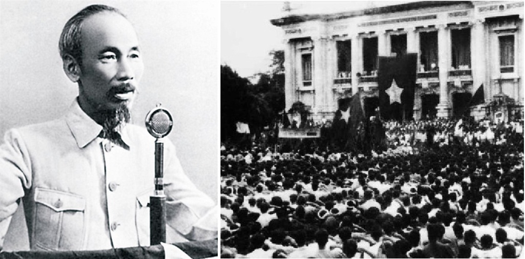 Ngày 02/9/1945, tại Quảng trường Ba Đình, Thủ đô Hà Nội, Chủ tịch Hồ Chí Minh đọc bản Tuyên ngôn Độc lập, khai sinh nước Việt Nam Dân chủ cộng hòa (nay là Cộng hòa XHCN Việt Nam).