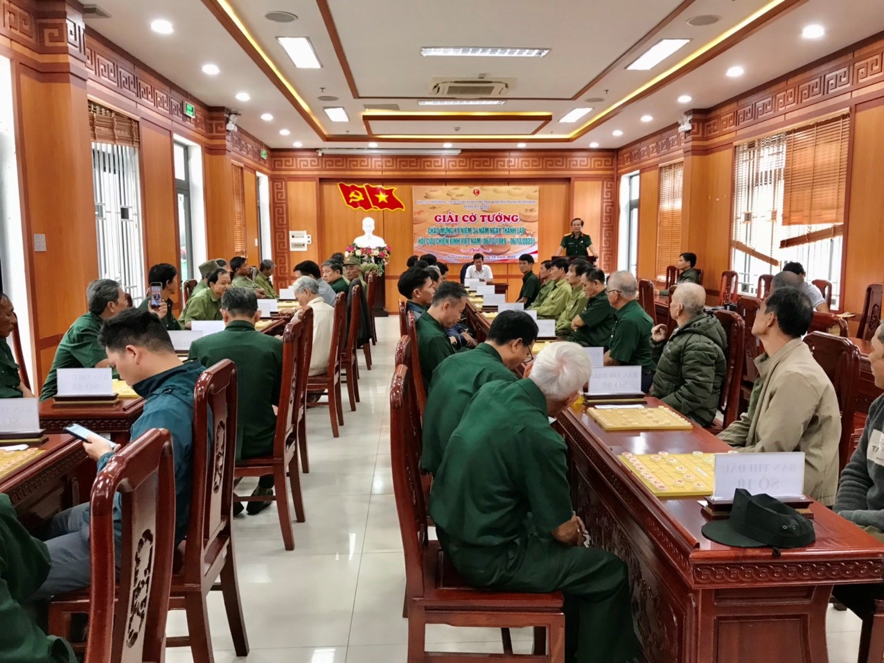 Quang cảnh Hội thi giải cờ tướng CCB huyện Duy Xuyên